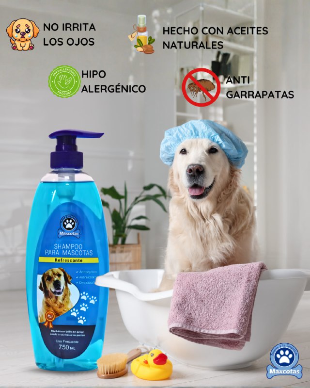 SHAMPOO PARA PERROS REFRESCANTE ANTISEPTICO ANTIMICOTICO CON ACEITE VEGETAL MAXCOTA 750ML