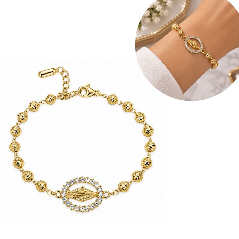 PULSERA DE ENCHAPE PARA DAMA CON DISEÑO DE VIRGEN 16CM