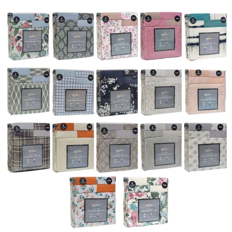 JUEGO DE SABANAS CAMERA DE 6 PIEZAS QUEEN BENELI HOME, 17 ESTILOS