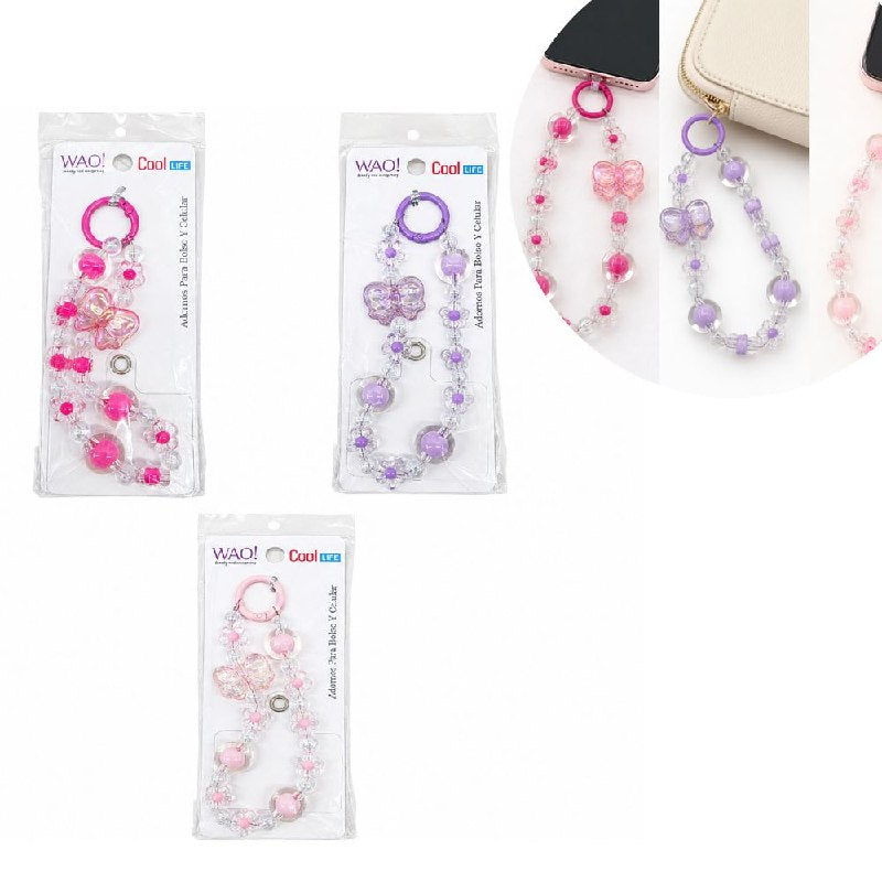 LLAVERO TIPO PULSERA DECORATIVA PARA TELEFONO O CARTERA WAO BEAUTY 12CM