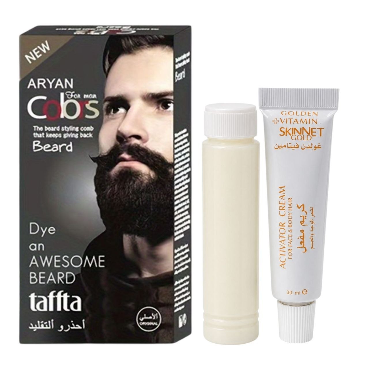 SISTEMA DE COLORACIÓN NUTRI-ACTIVA PARA BARBA Y VELLO CORPORAL TAFFTA ARYAN COBRS FOR MAN 30ML