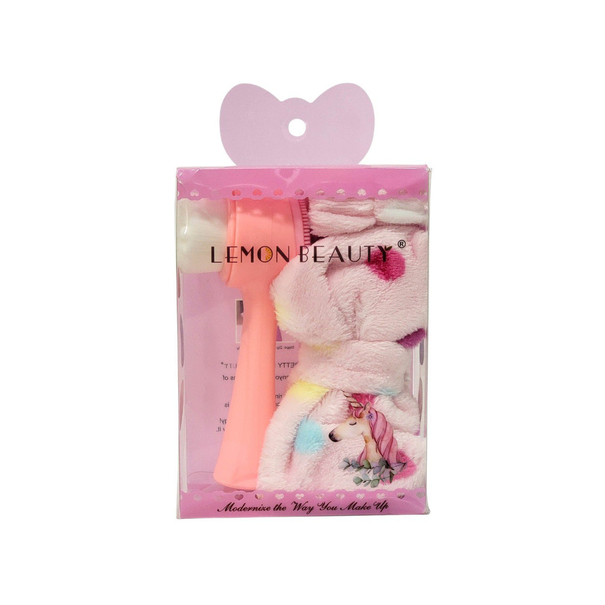 KIT DE CUIDADO FACIAL, DIADEMA ELASTICA Y CEPILLO PARA SKIN CARE LEMON BEAUTY