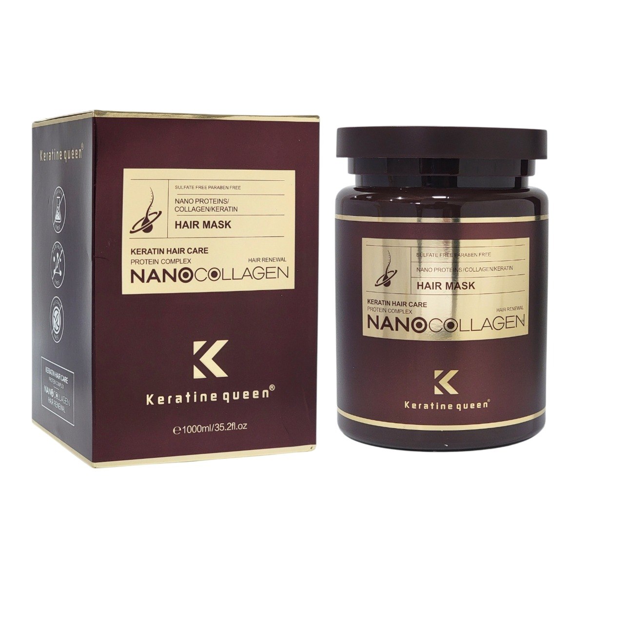 MASCARILLA PARA EL CABELLO DE NANO COLÁGENO KERATINE QUEEN 1000ML