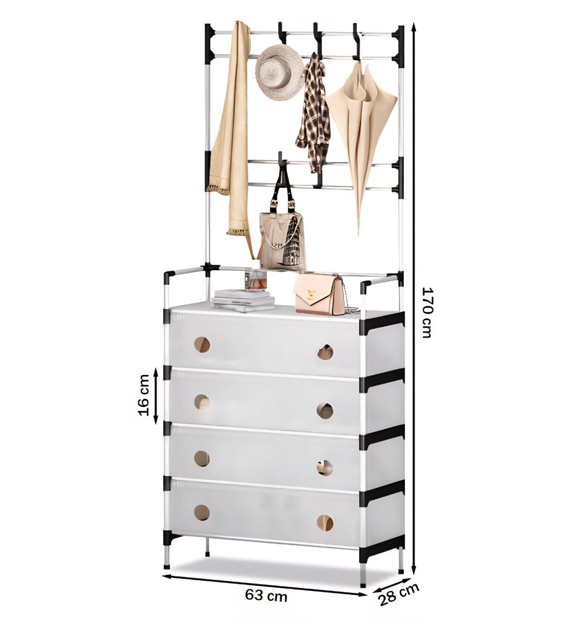 ORGANIZADOR ESTANTE INTEGRADO MULTIFUNCIONAL SIMPLE 16X28X63X170CM