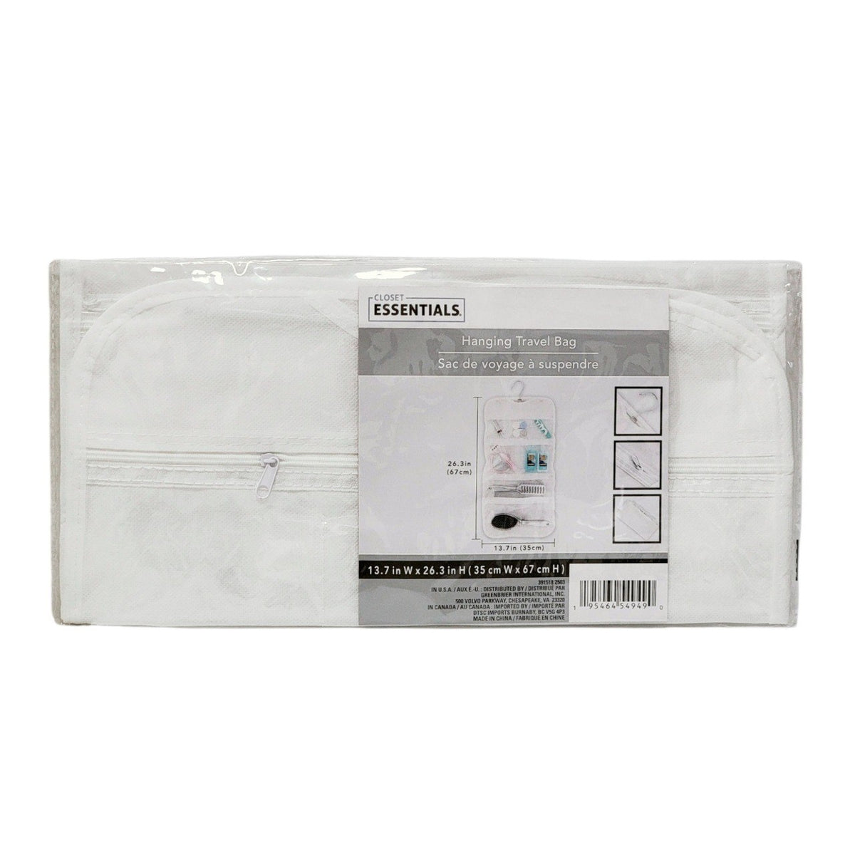 ORGANIZADOR BOLSA DE VIAJE COLGANTE CLOSET ESSENTIALS 35X67CM
