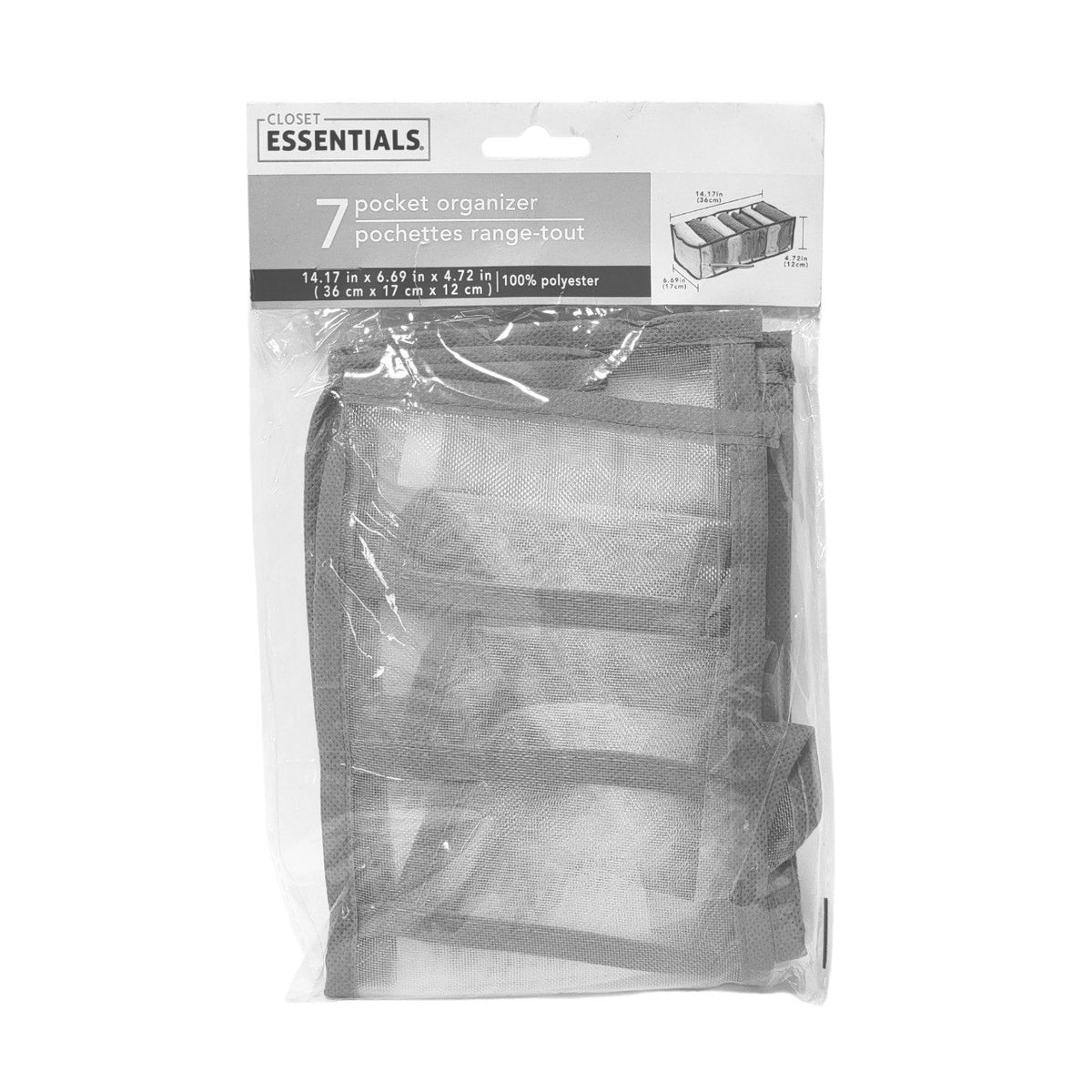 ORGANIZADOR DE BOLSILLO CON 7 DIVISIONES CLOSET ESSENTIALS 36X17X12CM
