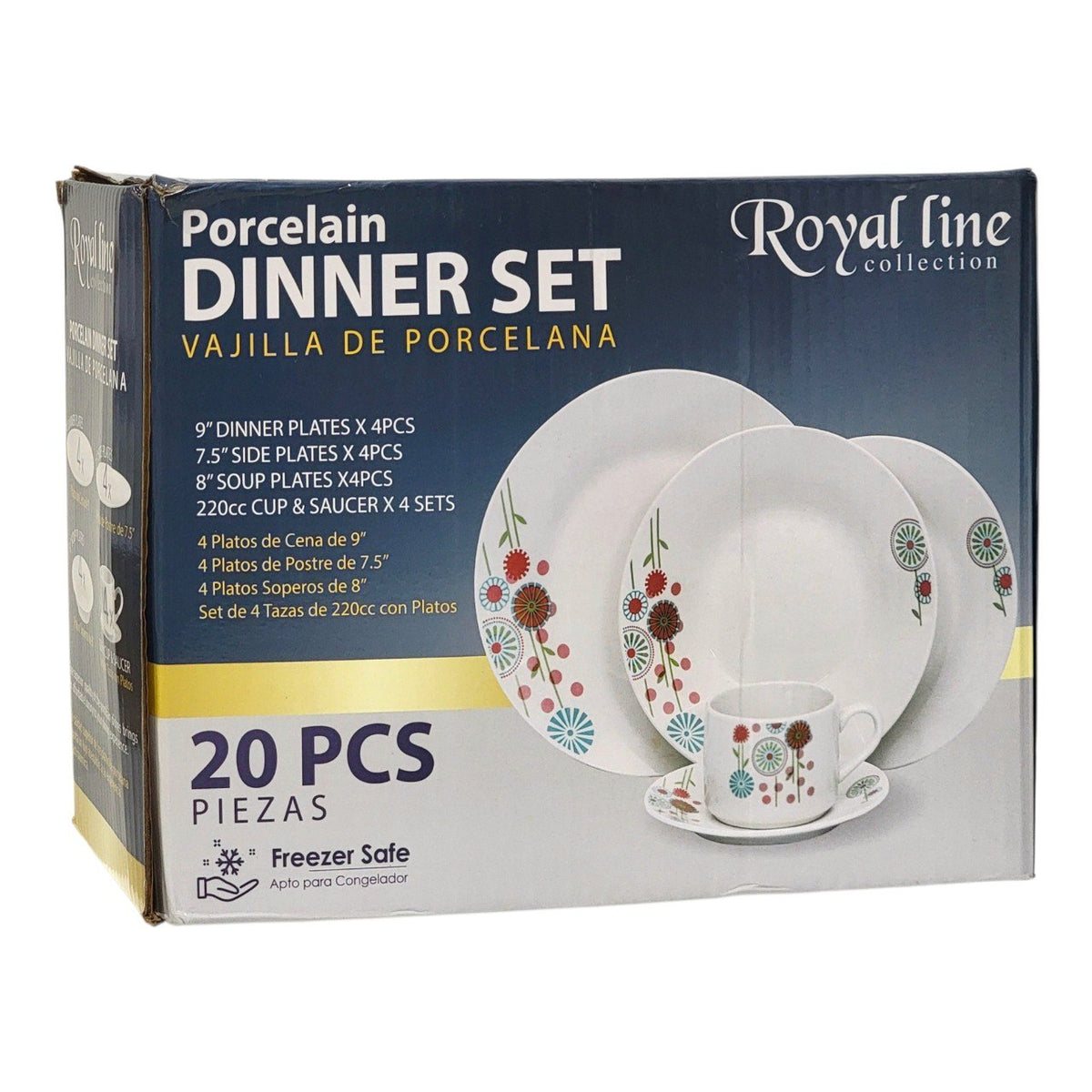 JUEGO DE PLATOS VAJILLA DE PORCELANA CON DISEÑO FLORAL 20PCS ROYAL LINE