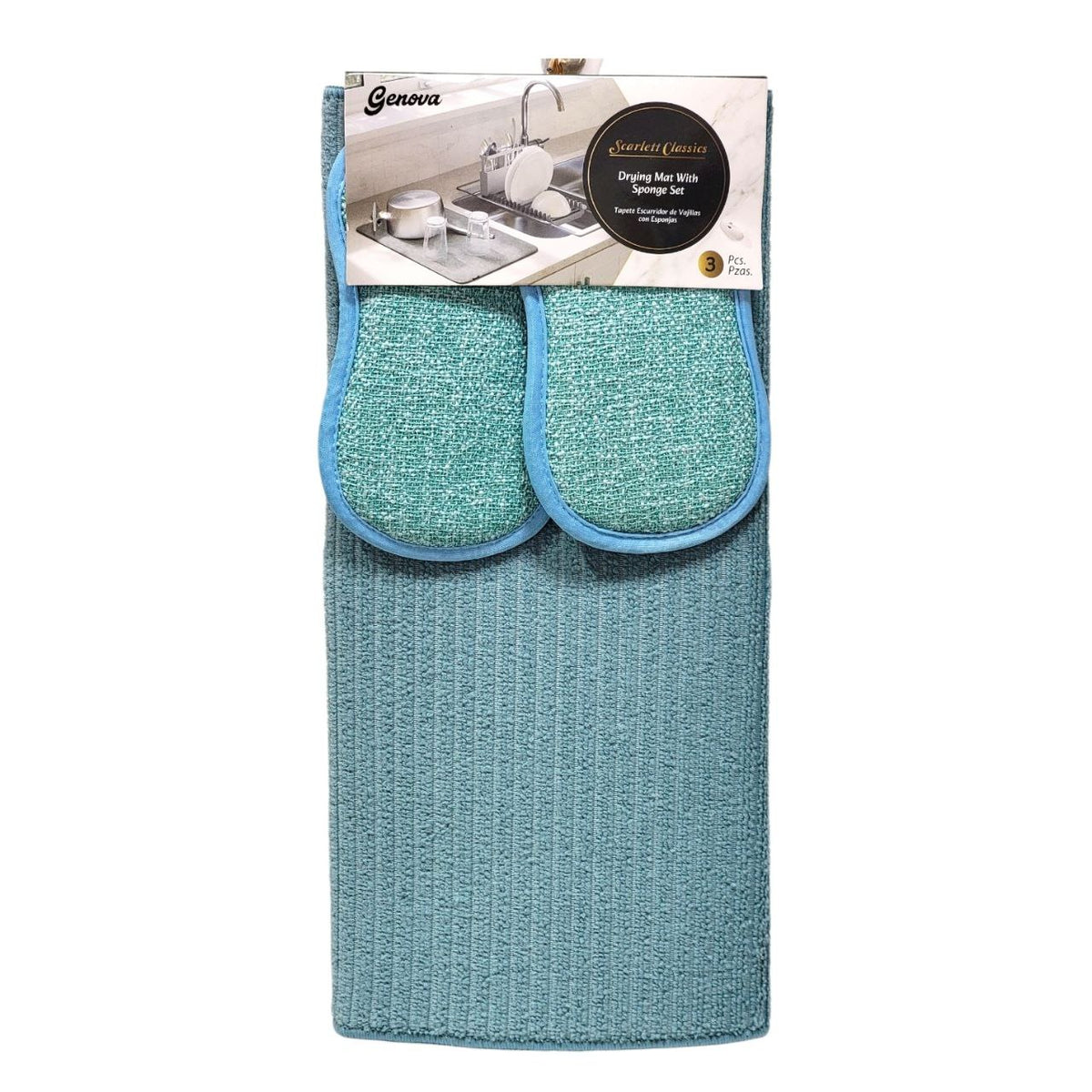 SET DE TAPETE ESCURRIDOR DE VAJILLAS CON ESPONJAS SCARLETT CLASSICS 38X51CM