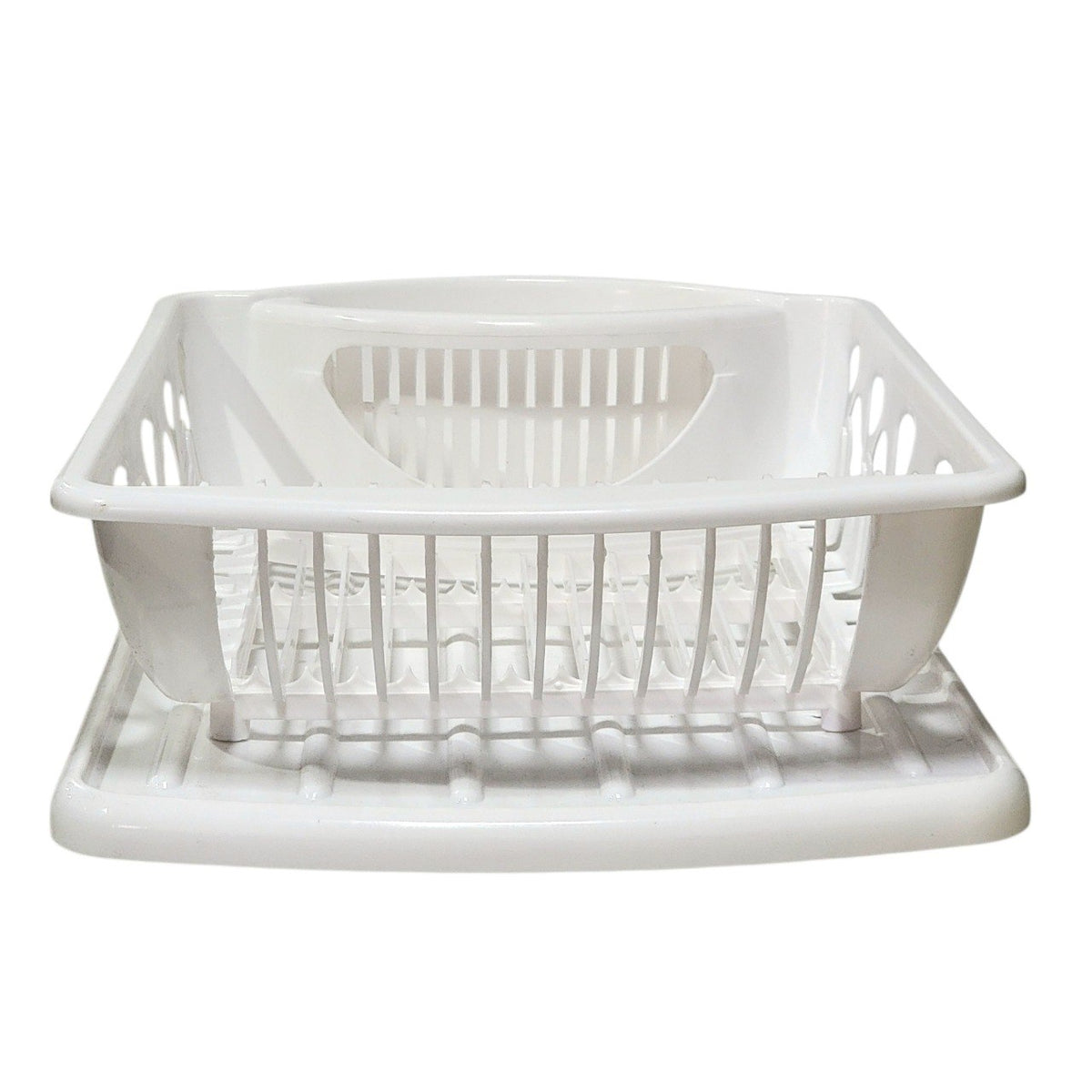 ORGANIZADOR ESCURRIDOR DE PLATOS DE PLÁSTICO CON BANDEJA 33X42CM