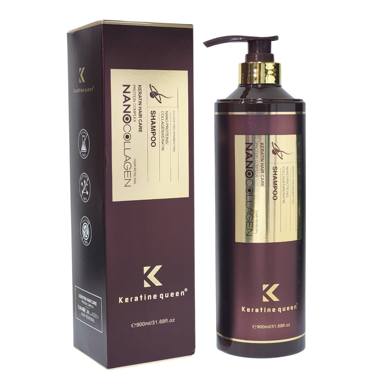 SHAMPOO DE NANO COLÁGENO Y QUERATINA KERATINE QUEEN 900ML