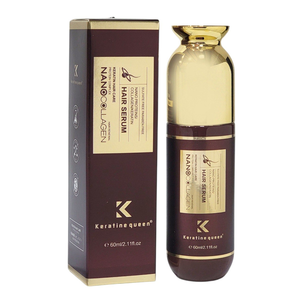 SUERO PARA EL CABELLO CON NANO COLÁGENO KERATINE QUEEN 60ML
