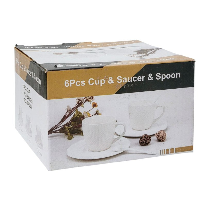 JUEGO DE TAZAS PLATOS Y CUCHARAS DE CERAMICA 6PCS