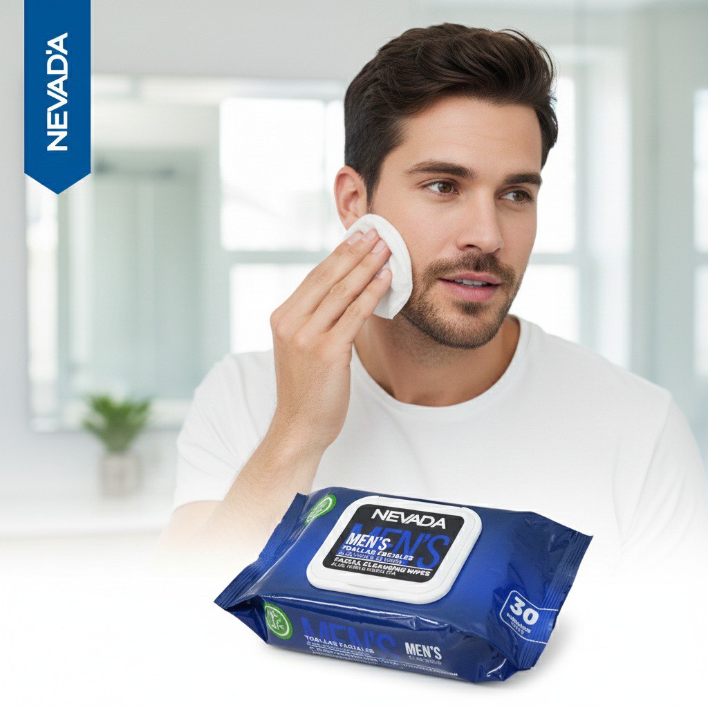 TOALLAS HUMEDAS FACIALES PARA HOMBRE DE ALOE VERA Y TE VERDE NEVADA 30UND