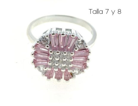 PANI1554A ANILLO CON PIEDRAS ROSADAS, PLATA 925