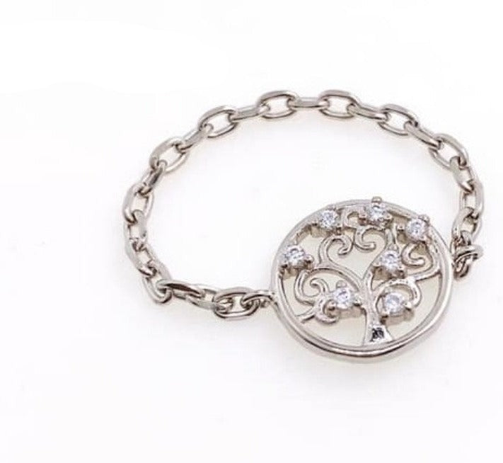 PANI1025 ANILLO ARBOL DE LA VIDA FORMA DE CADENA, PLATA 925