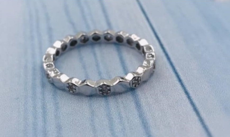 PANI564 ANILLO CON FORMA DE EXAGONOS, PLATA 925