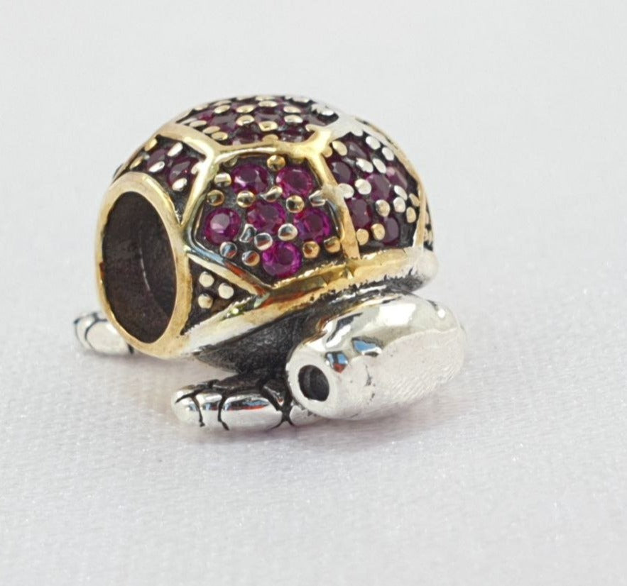 PCHARM2670#1 TORTUGA CON CIRCONES AZULES Y ROJOS