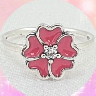 PANI1690 ANILLO FLOR ROJA, PLATA 925