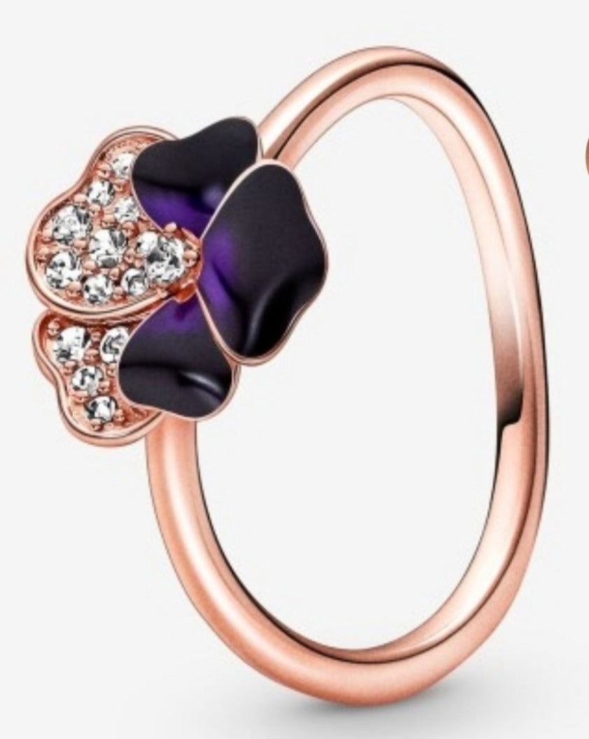 PANI1846 ANILLO GOLD ROSE PANDORA FLOR MORADA, PLATA 925