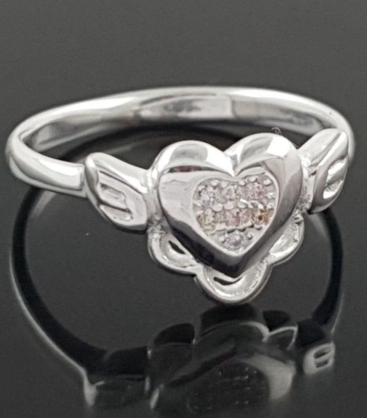 PANI1795B ANILLO CORAZON CON ALAS PLATA 925