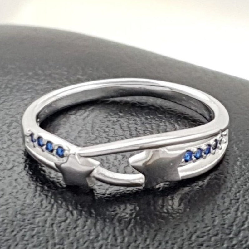 PANI1806D ANILLO CON ESTRELLAS, PIEDRAS AZULES PLATA 925