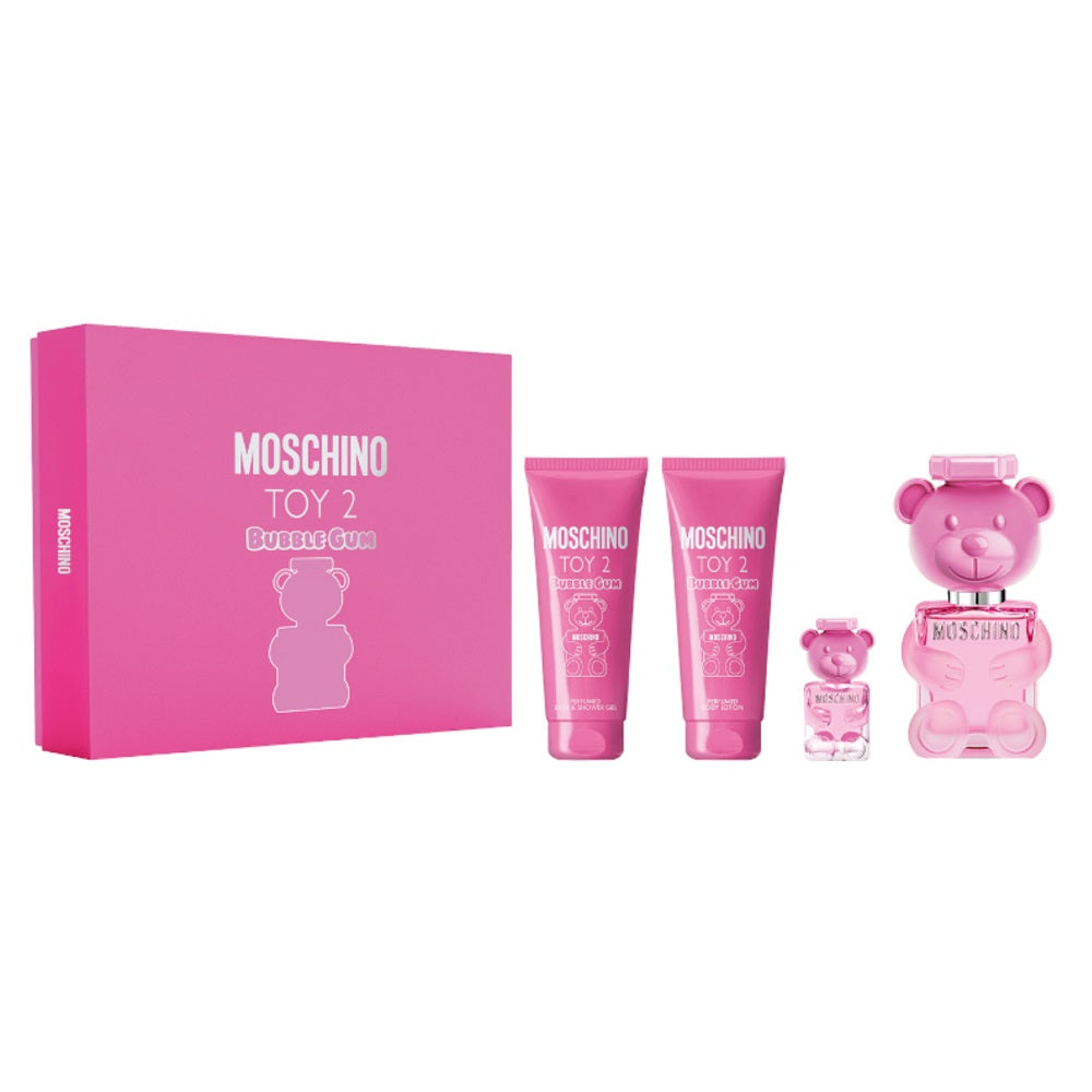 SET MOSCHINO TOY 2 BUBBLE GUM EDT 100ML EDT 10ML CREMA CORPORAL 100ML GEL DE DUCHA 100ML (M)