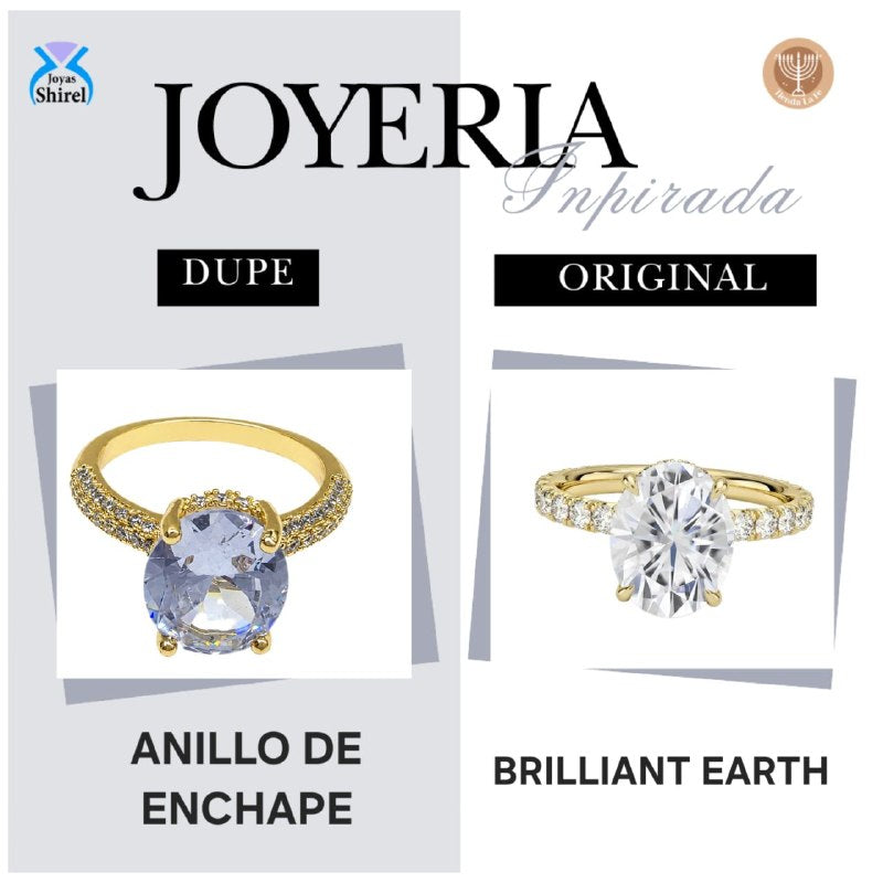 ANILLO DE ENCHAPE PARA DAMA CON CIRCÓN CENTRAL OVALADO Y BANDA EN PAVÉ