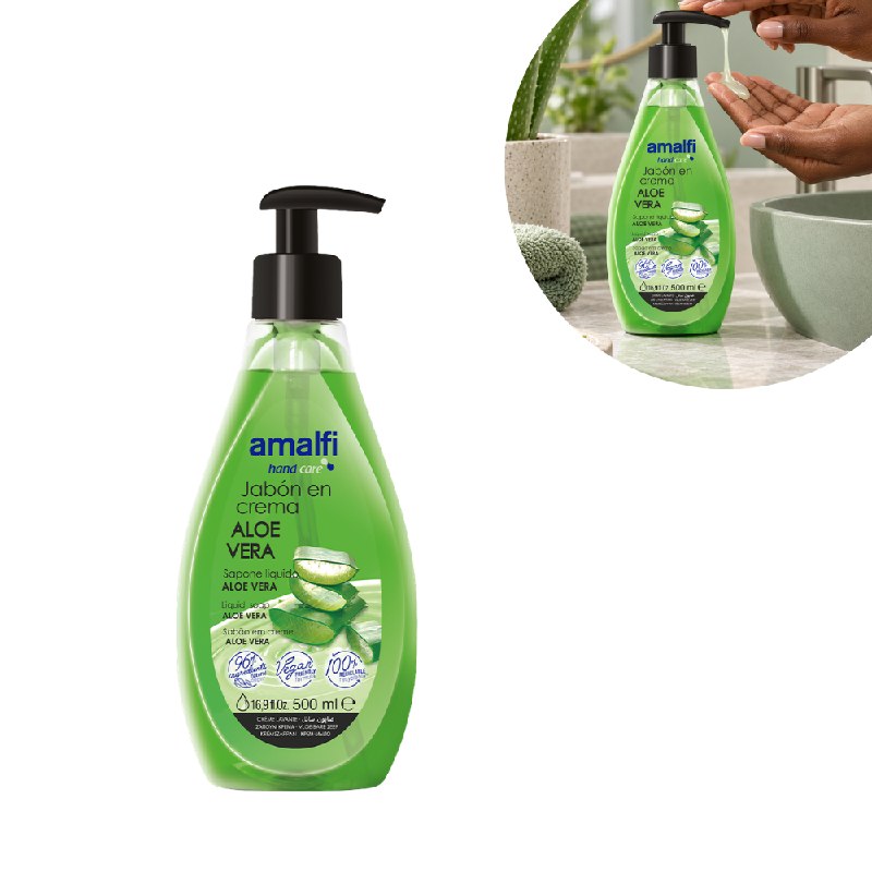 JABON LIQUIDO PARA MANOS HIDRATANTE Y CALMANTE CON AROMA A SABILA AMALFI 500ML