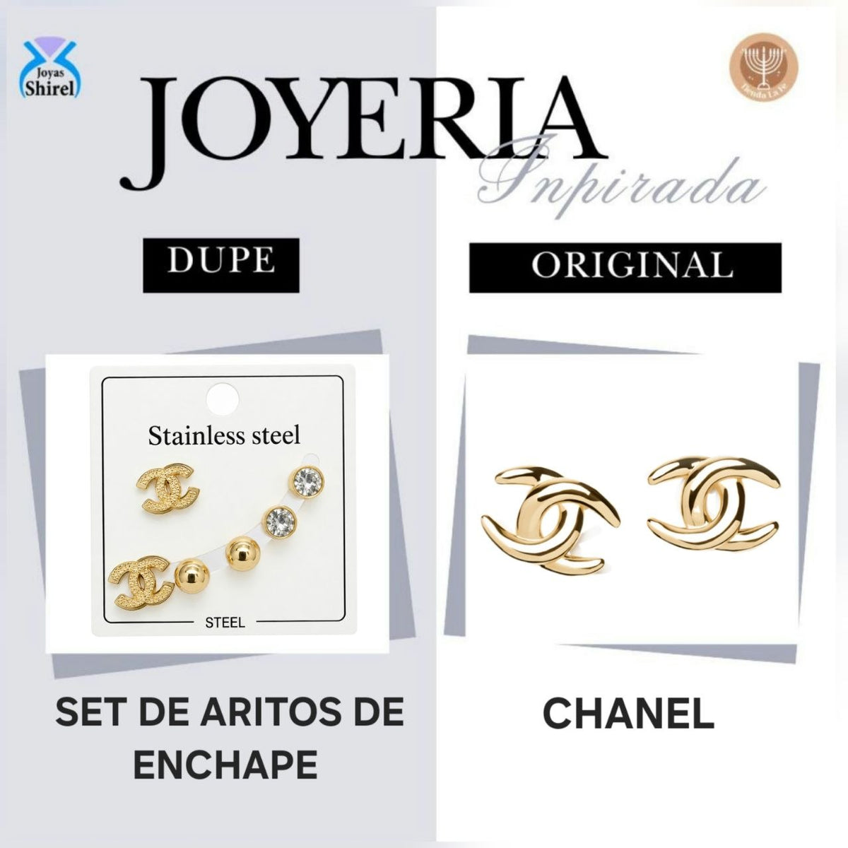 SET DE ARITOS DE ENCHAPE CON DISEÑO DE LOGO, ESFERAS Y CIRCONES 0.8CM, 0.6CM Y 0.5CM