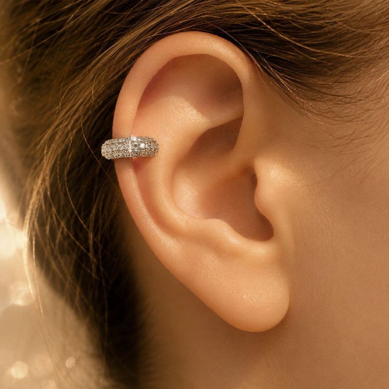 ARITOS DE ENCHAPE PARA DAMA CON DISEÑO EARCUFF 1CM