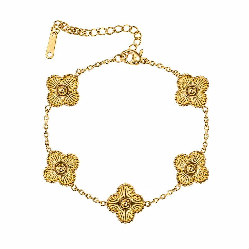 PULSERA DE ENCHAPE PARA DAMA CON DISEÑO DE FLOR 19CM (DUPE DE VAN CLEEF)