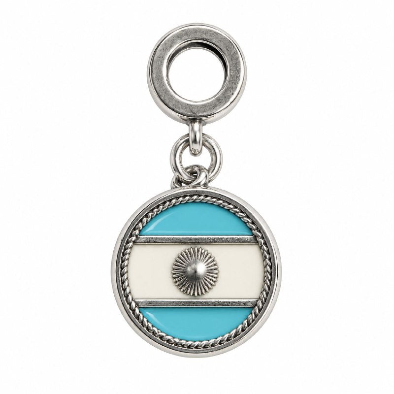 CHARM DE PLATA 9.25 CON DISEÑO DE BANDERA DE ARGENTINA MEDIDA: 2CM PESO: 2.7G