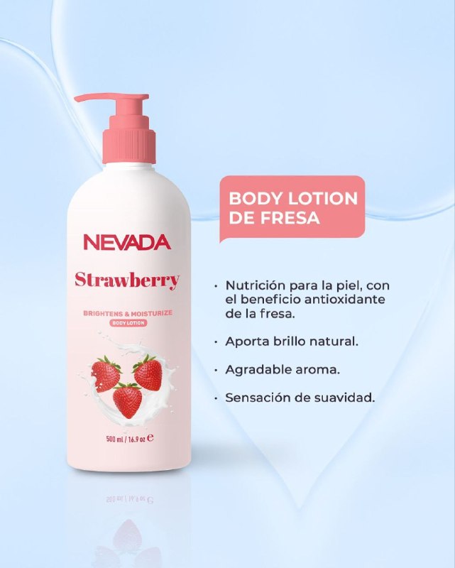 CREMA CORPORAL HIDRATANTE, NUTRITIVA E ILUMINADORA CON AROMA A FRESA NEVADA 500ML