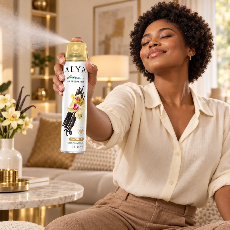 AMBIENTADOR AROMATIZANTE EN SPRAY CON AROMA VAINILLA ALYA 300ML
