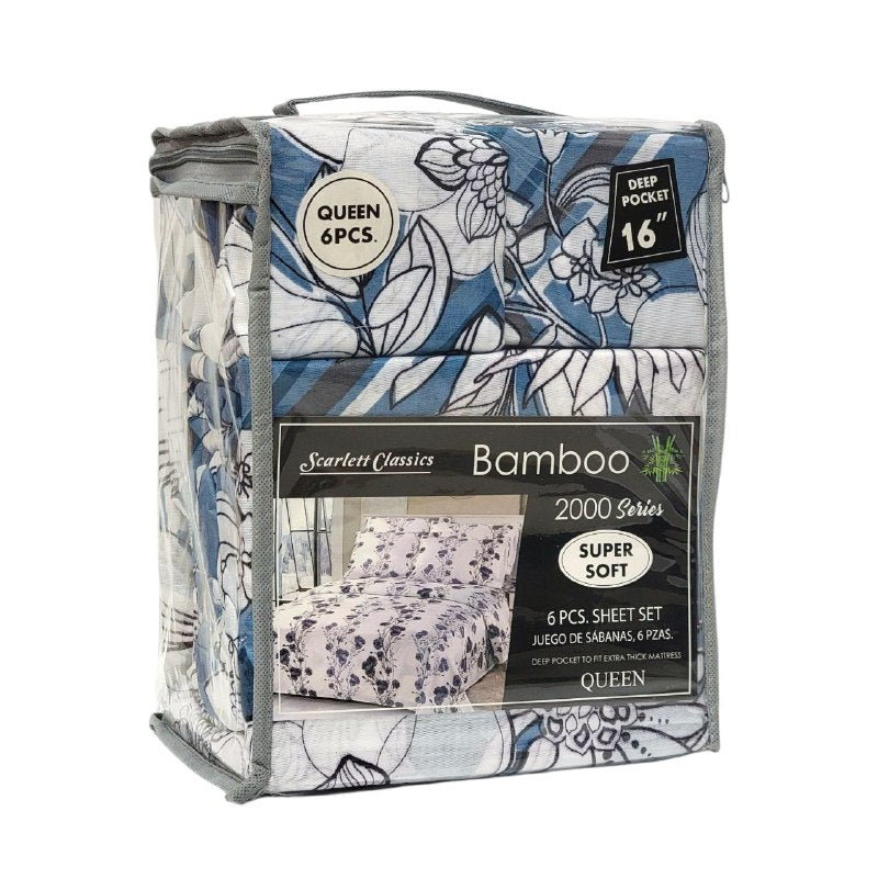 JUEGO DE SABANAS CAMERA DE 6 PIEZAS QUEEN SCARLETT CLASSICS BAMBOO, 54 ESTILOS