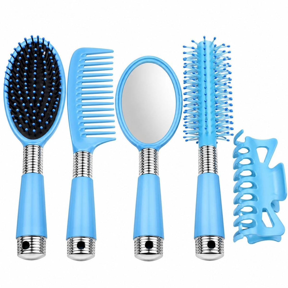 SET DE CEPILLOS ESPEJO Y ACCESORIOS PARA CABELLO 5 PIEZAS