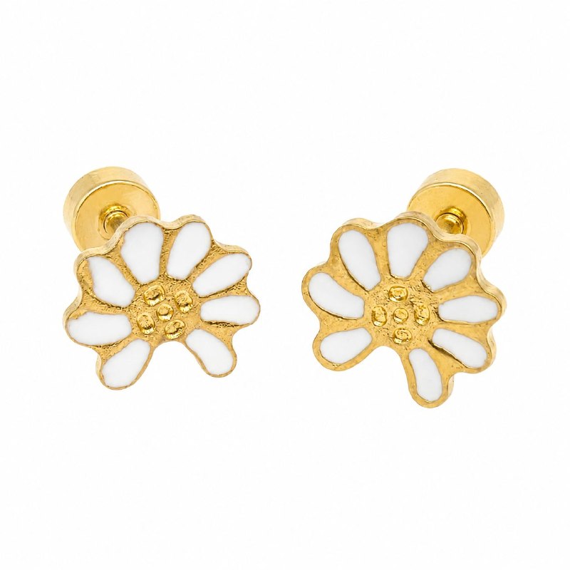 ARITOS DE ENCHAPE PARA DAMA CON DISEÑO DE FLOR