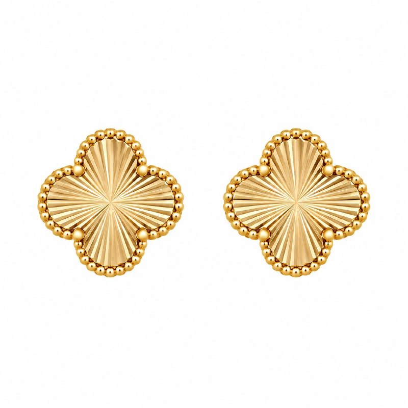 ARITOS DE ENCHAPE PARA DAMA CON DISEÑO DE FLOR 1.3CM (DUPE DE VAN CLEEF)