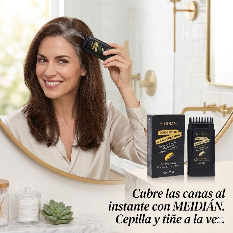 BARRA PARA EL CABELLO RETOCADOR DE RAICES Y CANAS CON CEPILLO COLOR CAFE MEIDIAN 20G