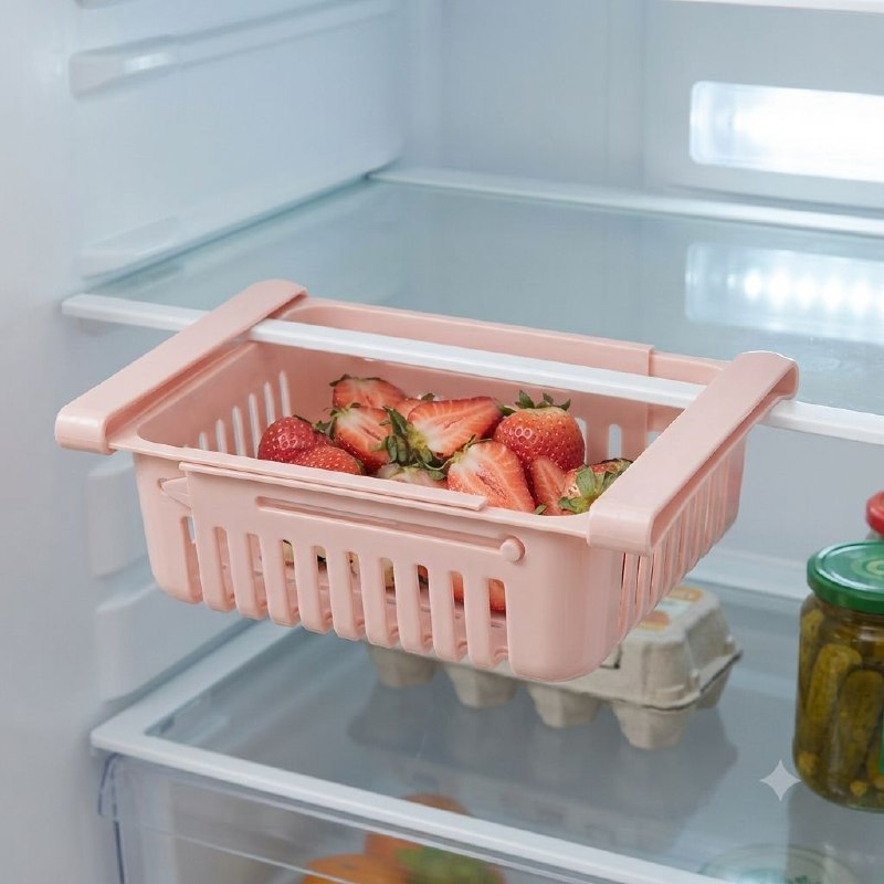 CANASTA ORGANIZADORA PARA ALIMENTOS AJUSTABLE PARA REFRIGERADOR MULTIUSOS