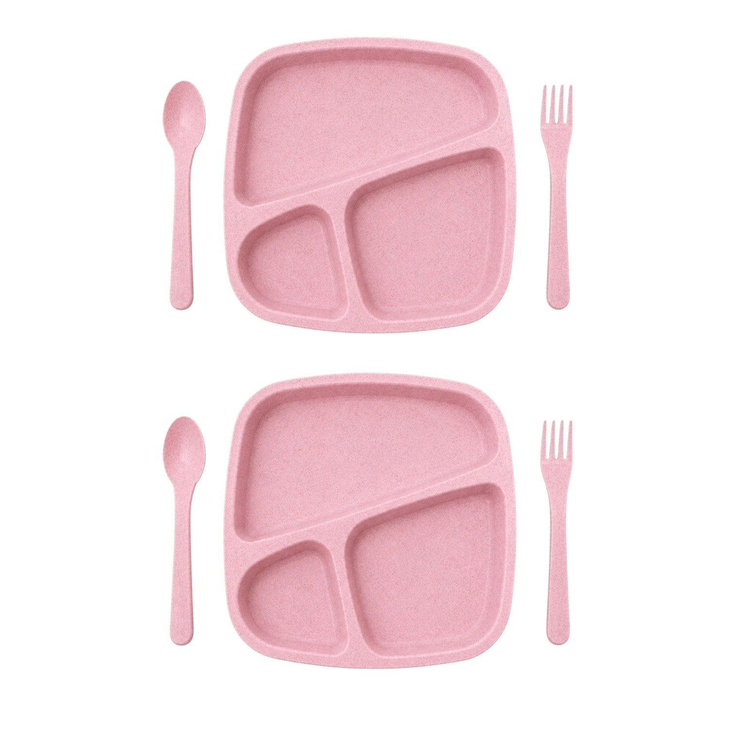 PLATO EN SET INFANTIL PRÁCTICAS Y DIVERTIDAS YI XIN YUAN 2 PLATOS/ 2 JUEGOS DE CUCHARAS Y TENEDORES