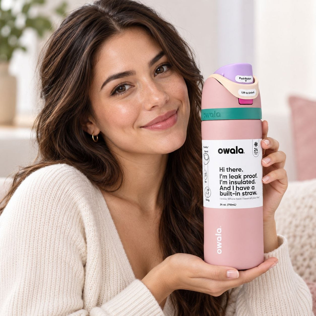 BOTELLA TÉRMICA REUTILIZABLE CON PAJILLA INTEGRADA OWALA 24OZ (710ML)