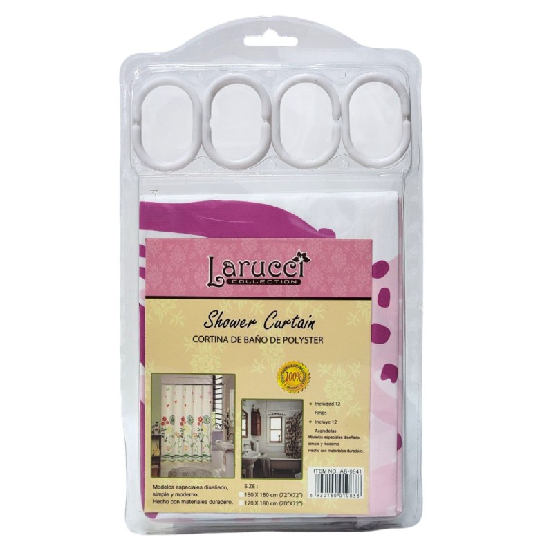 CORTINA DE DUCHA DE POLYSTER, SIMPLE Y MODERNO CON 12 ARANDELAS Y MATERIALES DURADEROS 180X180CM LARUCCI SHOWER CURTAIN 16 ESTILOS
