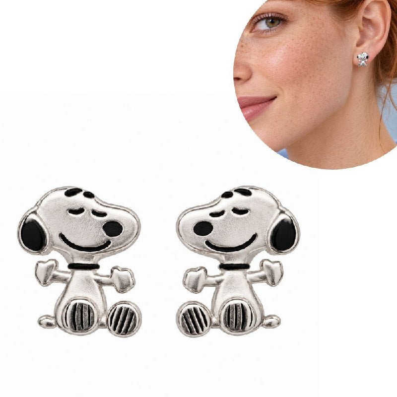 ARITOS DE PLATA 9.25 CON DISEÑO DE SNOOPY MEDIDA: 1CM PESO: 2.1G