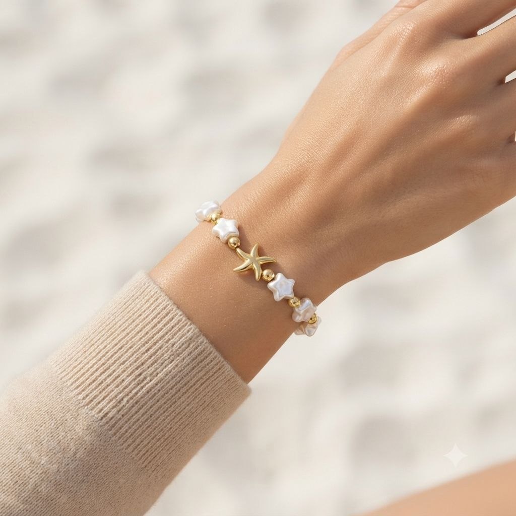 PULSERA DE ENCHAPE PARA DAMA CON DISEÑO DE ESTRELLA DE MAR