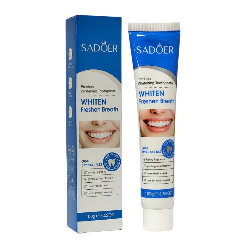 PASTA DE DIENTES, PASTA DENTAL BLANQUEADORA REFRESCANTE CON FRAGANCIA DURADERA SADOER 100G