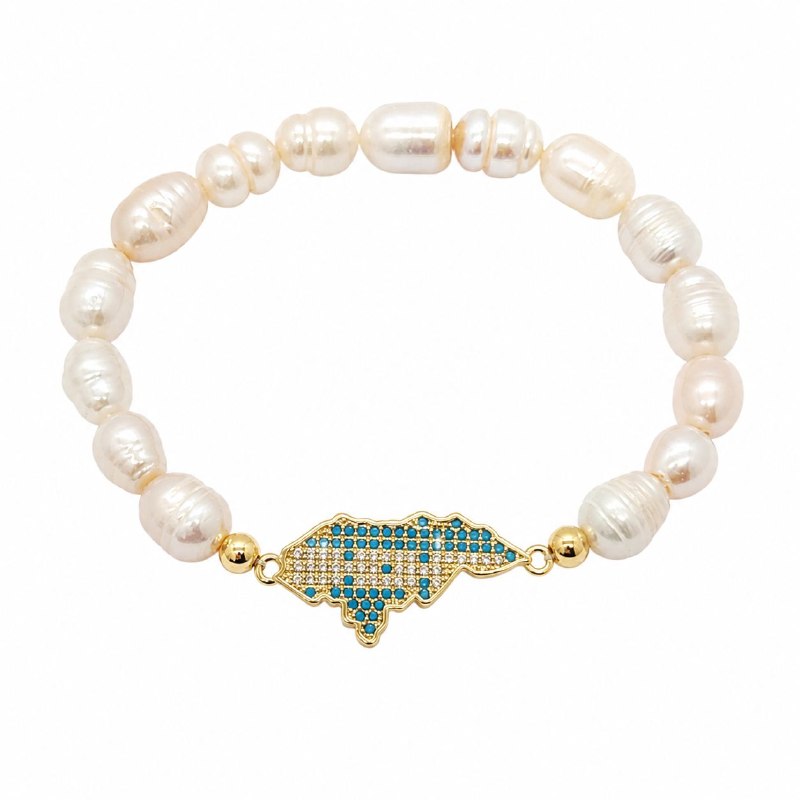 PULSERA DE ENCHAPE ELASTICA PARA DAMA CON DISEÑO DE HONDURAS