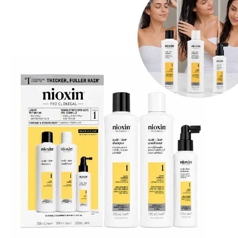 SET DE 3 PASOS DE TRATAMIENTO COMPLETO ANTICAIDA, DENSIFICADOR Y PURIFICANTE NIOXIN