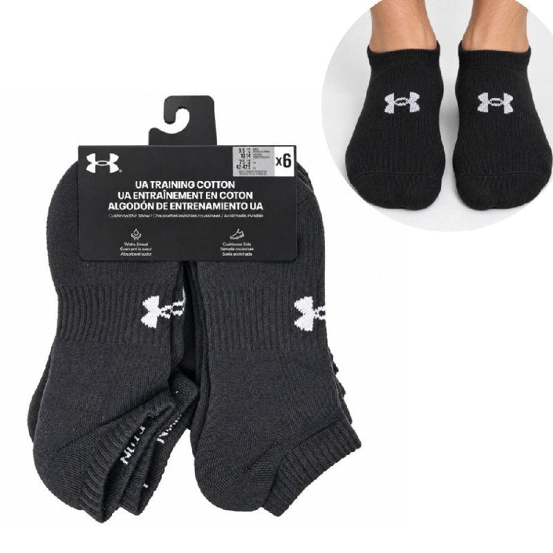 CALCETA TOBILLERA INVISIBLE ACOLCHADA UNDER ARMOUR ORIGINAL UNISEX 6 PARES TALLA HOMBRE 8.5-13  TALLA MUJER 10-14