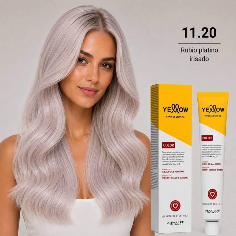TINTE PERMANENTE PARA EL CABELLO CON ACEITE DE ARGAN Y ALOETRIX TONO 11.20 RUBIO PLATINO IRISADO ALFAPARF 100ML
